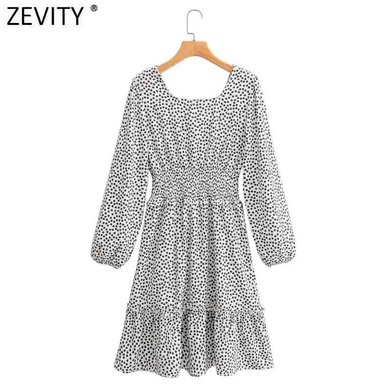 Vrouwen Vintage Vierkante Kraag Bloemen Print Agarische Kant Casual Mini Jurk Femme Puff Sleeve Plooid Ruches Vestido DS4642 210420