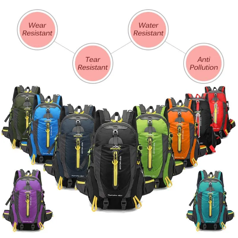 Radsportbeutel 40L wasserfeste Reise -Rucksack Mtb Mountainbike Camp Wanderer Laptop Daypack Trekking Back für Männer Frauen228t