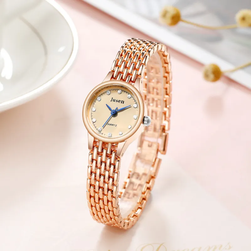 New Women Watch Fashion Rose Gold Stainless Steel Belt Watches Luxury Brand Casual Ladies Diamond Quartz Wristwatch reloj mujer239Q