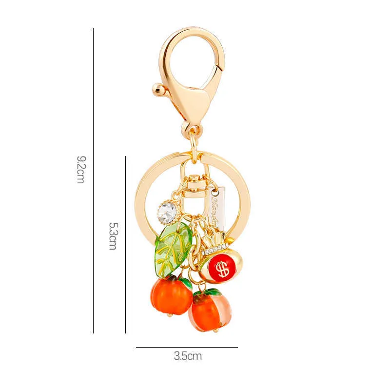 Belle plante porte-clés lapin citrouille dessin animé femmes porte-clés sac portefeuille pendentif 2021 nouveaux cadeaux mode bijoux G1019