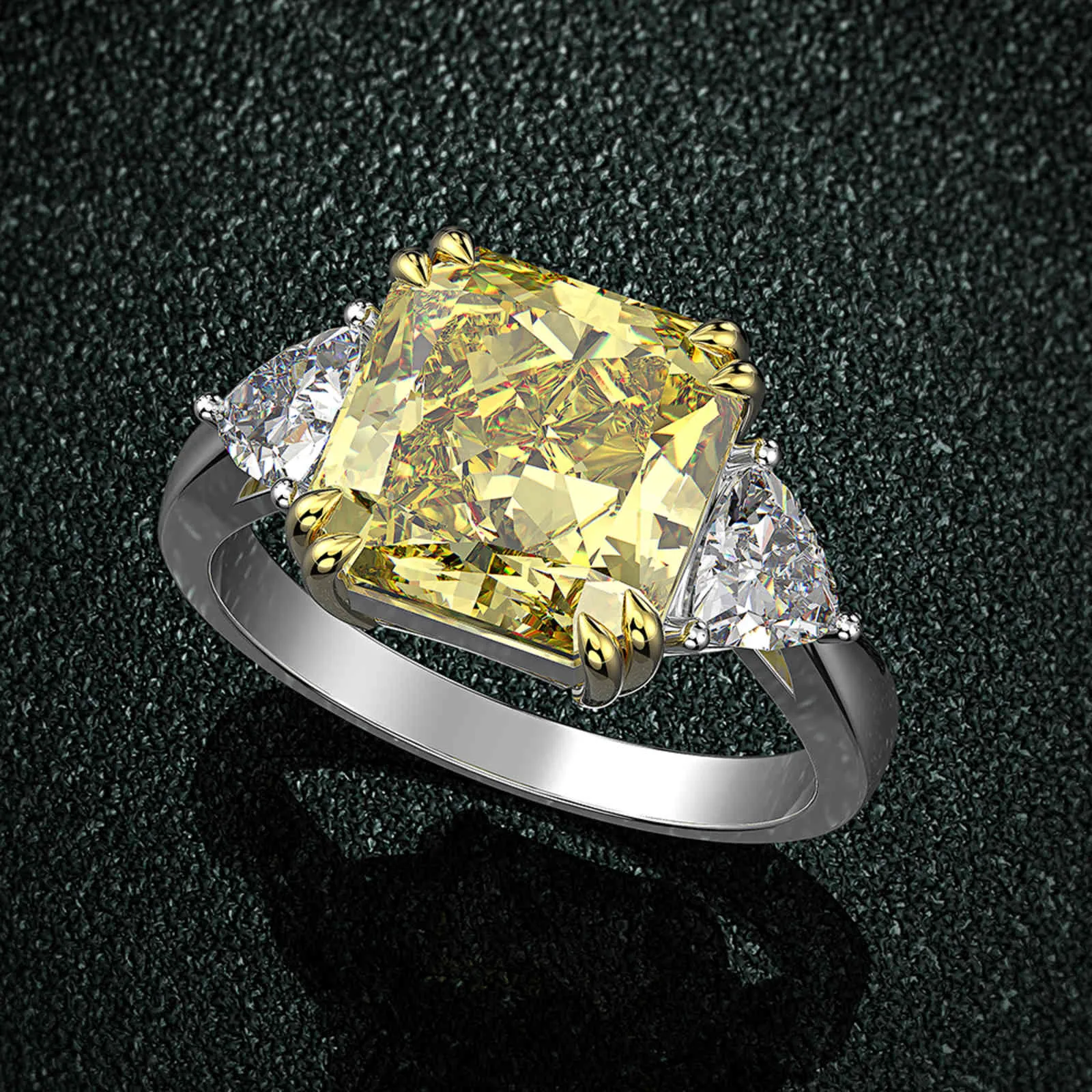 Wong Rain 100% 925 Sterling Silver Utworzony Moissanite Citrine Sapphire Gemstone Ślubne Pierścionek Zaręczynowy Świetna Biżuteria Hurtownie
