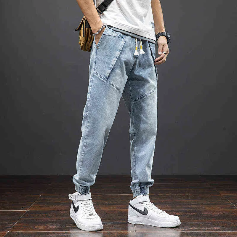 Lente Zomer Enkellange Baggy Jeans Mannen Streetwear Jogger Denim Harem Broek Plus Size 6XL 7XL 8XL 211111
