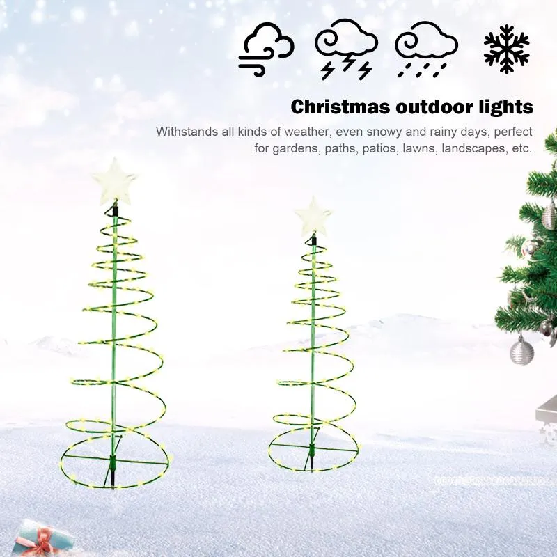 Lâmpadas de gramado Luzes de árvore de Natal Solar Powered LED Xmas Cintilação String Decoração para casa Year267t