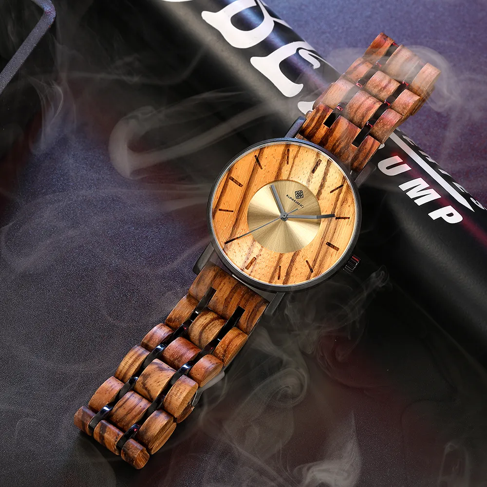 Nova liga de madeira relógios moda masculina personalidade movimento japonês relógios quartzo à prova dwaterproof água relógios relogio masculino268p