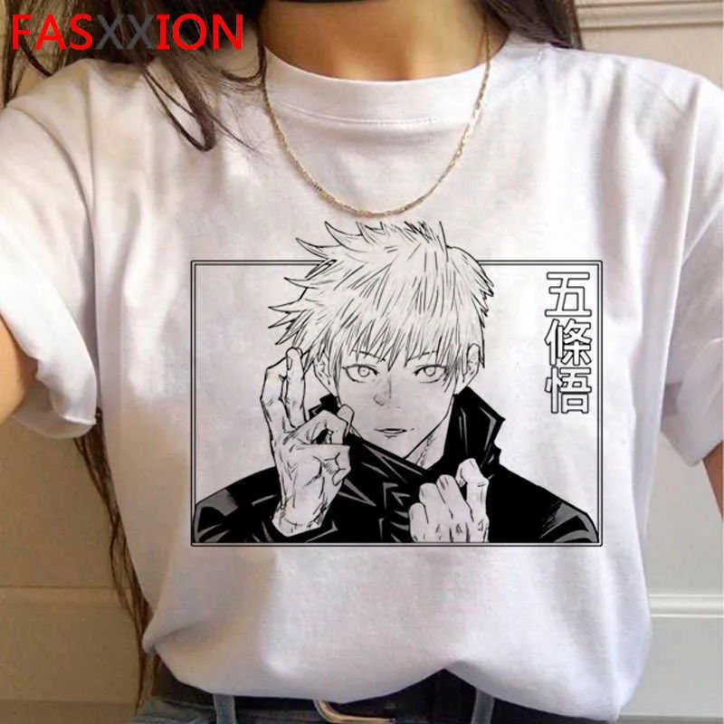 Jujutsu Kaisen Top Tees T Shirt MenaJuku Kawaii Tumblr Estetisk Vintage T Shirt Vit T-shirt Tumblr x0621