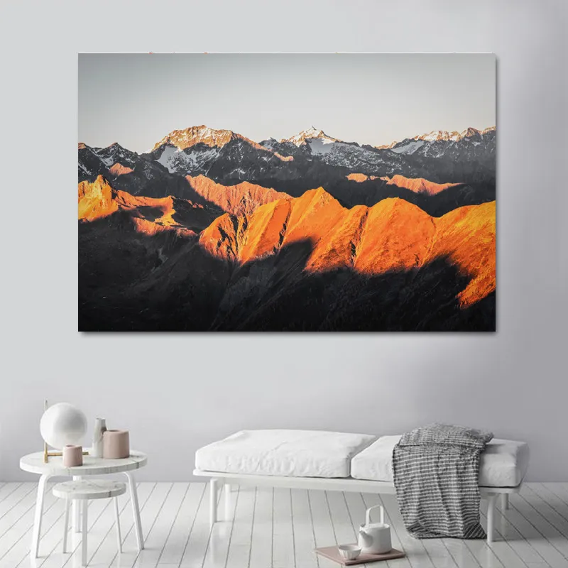 Moderna tamanho grande paisagem cartaz parede arte pintura rio e montanha imagem hd cópia para sala de estar decoração de casa