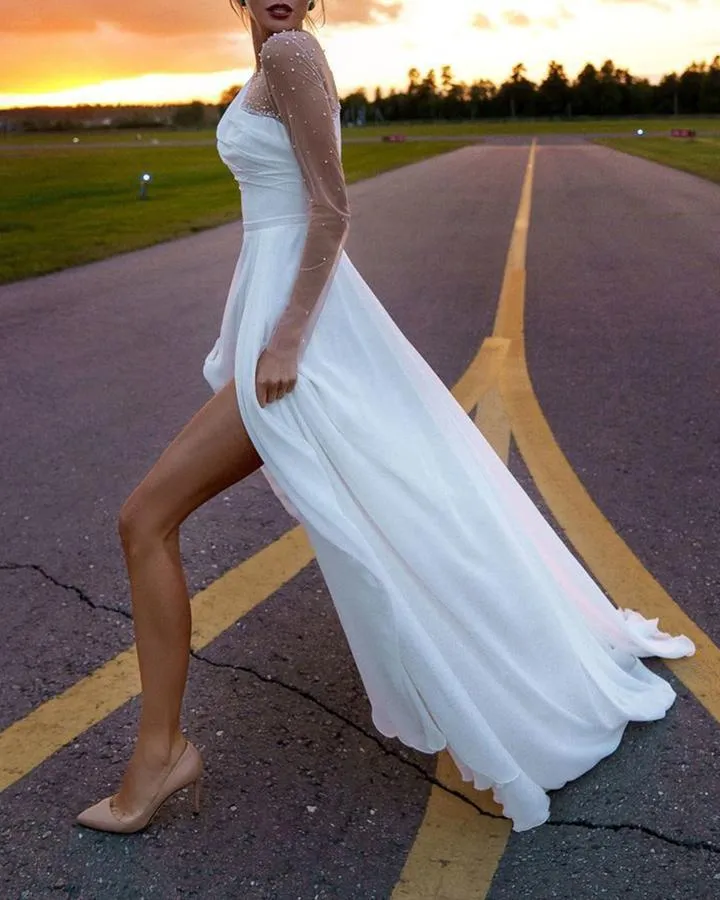 Women Celebrity Fashion All White One Shoulder Long Sleeve Elegant Midi Dresses Free Ladies Dress Gowns 210525