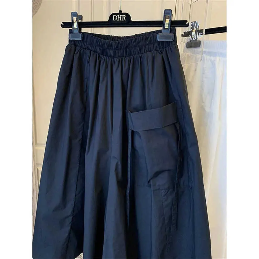 Black BF Loose Casual Culottes Women Pockets High Waist Wide-Leg Skirt Pants Students Korean Plus Size Boyfriends Streetwear 210619