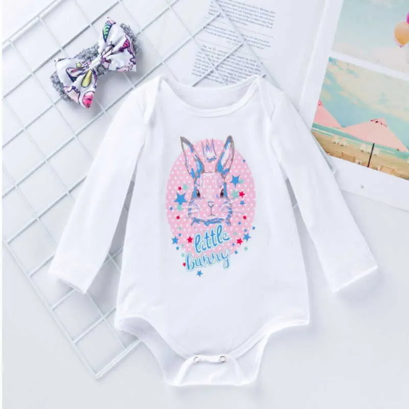 Gros vêtements de Pâques bébé fille 3 pièces ensembles coton lapin manches longues body + jupe TUTU + bandeau mignon tenues E905 210610