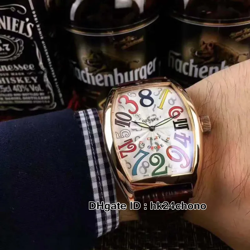 Orologio automatico da uomo di alta qualità Crazy Hours 8880 CH COL DRM quadrante bianco cassa in acciaio orologi sportivi da uomo cinturino in pelle nera245g