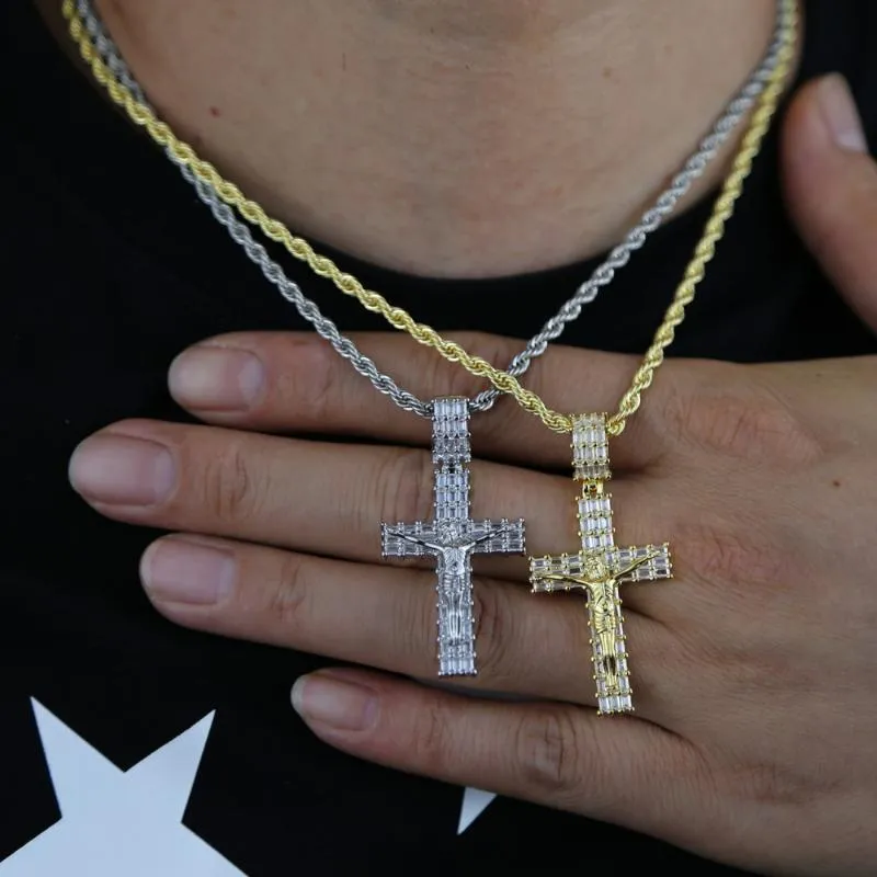 Цепочки, модные женские подвески в форме креста, подвески золотого, серебряного цвета, подвеска с кристаллами, ожерелье, ювелирные изделия для мужчин и женщин Whole281R