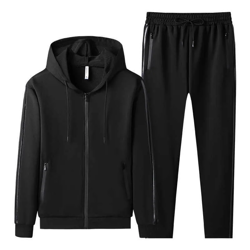 Spring Men Tracksuit Streetwear Casual Mäns Set Hoodies Sportkläder Mens Två Pieces Set Zipper Jacket + Pants Sports Suit 210714