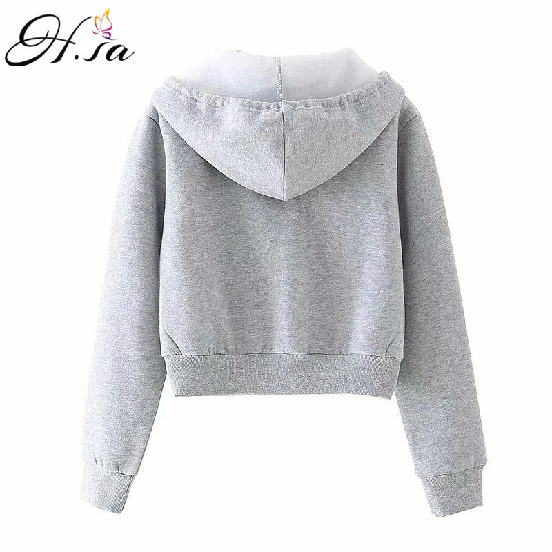 HSA Autumn Sping Short Sweatwear Women Hoodies Girls Solid Color Zipper Casual Korean Style Cardigan ropa de mujer 210417