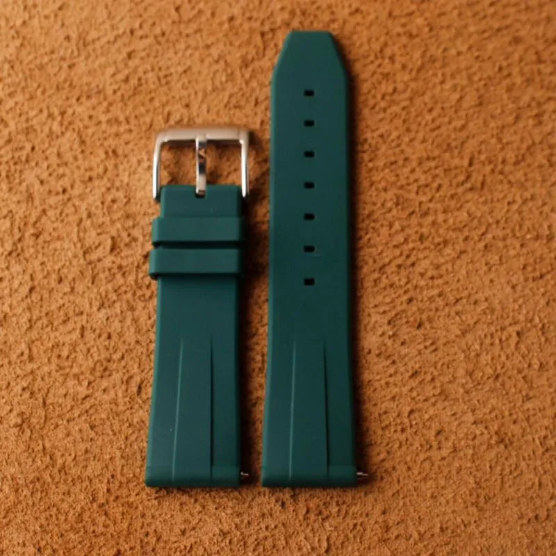 Horlogebanden Top Quality18mm 20mm 22mm Horlogeband Waterdichte Siliconen Fluororubber Polsband Zilveren Sluiting Gesp Voor Band Tools2272