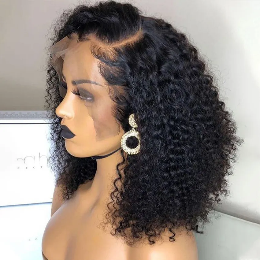 5x5 شفاف الدانتيل إغلاق شعر مستعار موجة عميقة البرازيلي الطبيعية للنساء السود شعر الإنسان قصيرة بوب الباروكات