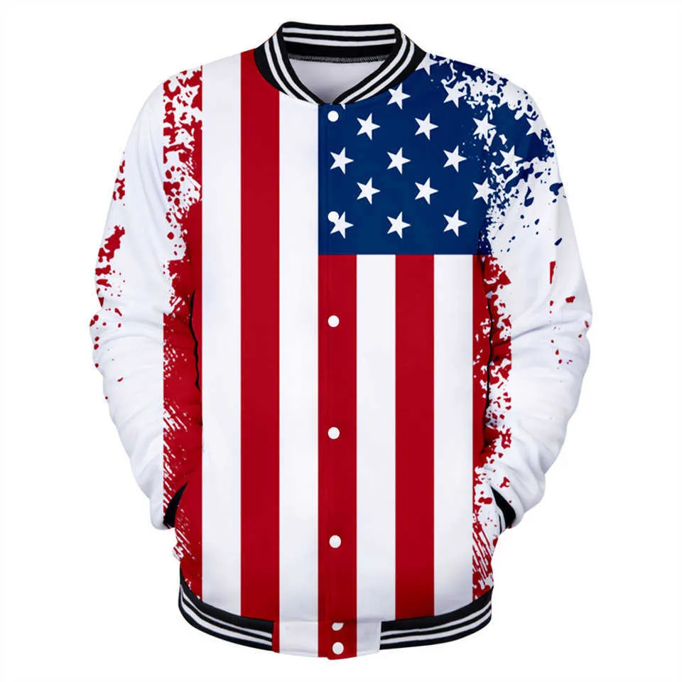 Американский флаг орел 3D напечатанный куртка пальто мужчины женщины высококачественные уличные котлеты мода США флаг куртки одежда X0621