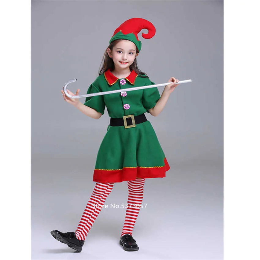 Weihnachten Cosplay Halloween Kostüme für Kinder Junge Mädchen Elf Grinch Kleid Neujahr Weihnachten Karneval Party Santa Claus mit Hut Geschenk Q0910