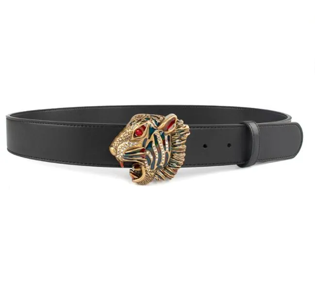 Luxury Designer Belt Tiger Buckle Fashion Högkvalitativ äkta läder Kvinnor Bälten Män Letter Midjeband ADD BOX220N