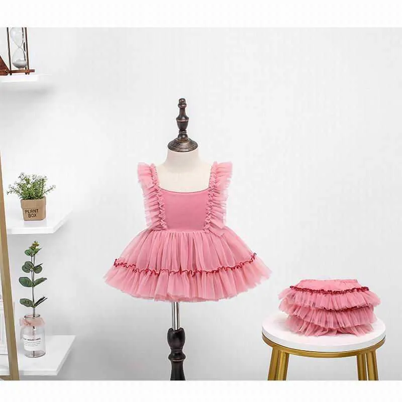 Baby Girl Party Dresses Spain Style Fluffy Tulle Princess for Wedding Show Clothes E29748 210610