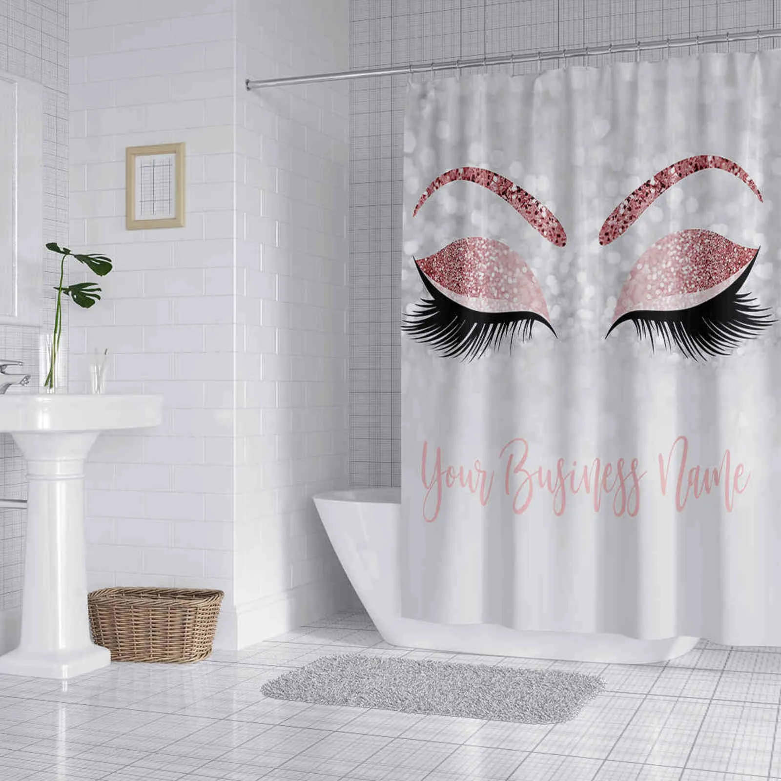 Глаза водонепроницаемый душевой занавес полиэстер ткань ванны занавес для ванной комнаты шторы 21116