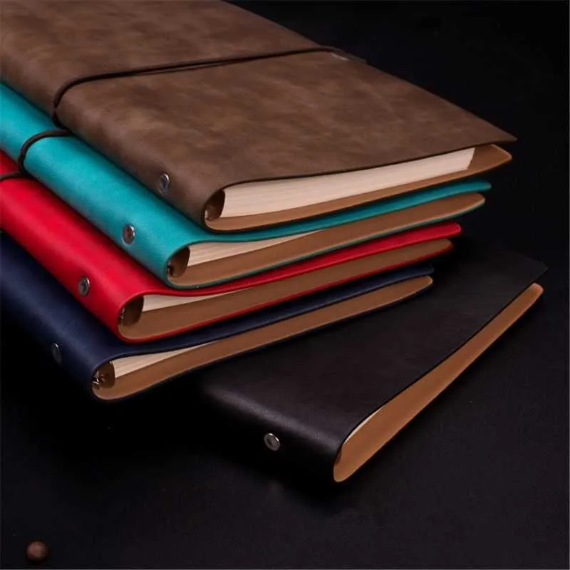 Pu Leather Note Book Cover Spiral Notebook A5 Planner Organizer Travel Journal Diary 6 Ring Binder Stationery QX2B 210611