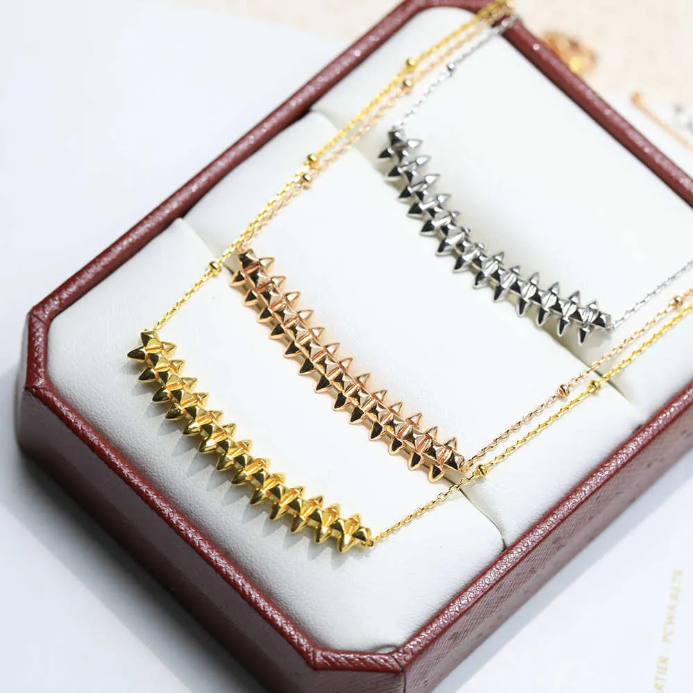 Novo colar de rebite de ouro para mulheres s925 prata esterlina moda luxo tendência jóias de fadas alta tecnologia clássica corrente de contas 125631988