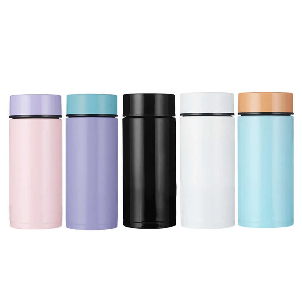 200 / 300ml mini liso caneca de aço inoxidável caneca garrafa de água para crianças meninas outdoor viagem chá café frasco térmico copo 210615