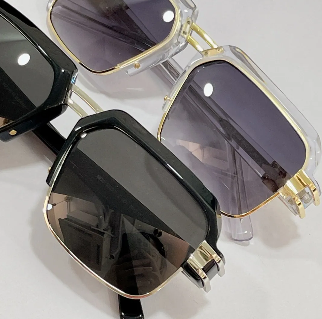 Vintage 6020 Square Solglasögon Silver Black Grey Lens Glasögon Fashion Accessories Solglasögon för män UV400 -skyddsglasögon med244P