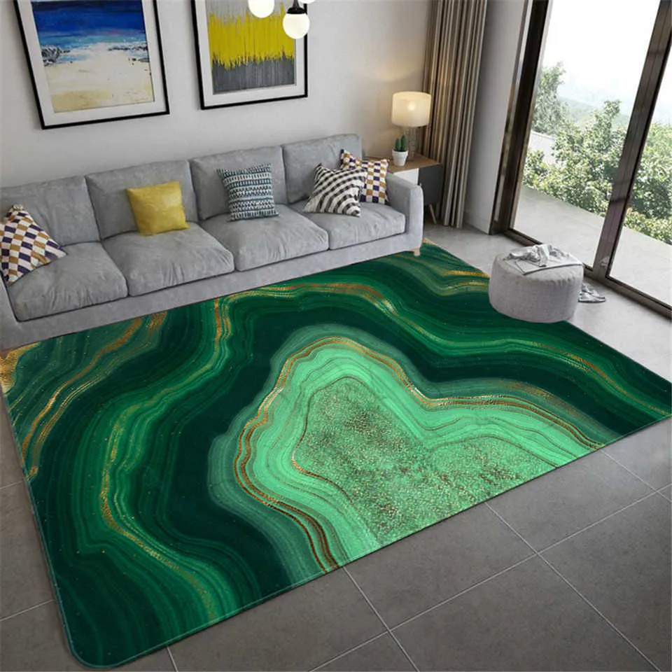 Abstract Marmor Green Bedroom Rug Agate Stone Texture Tryckt vardagsrum Stora flanellgolvmatta Area kaffebord 2106266565485