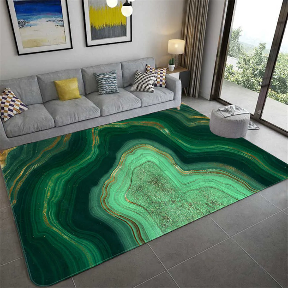 Streszczenie marmurowa zielona sypialnia dywanika agat kamienna tekstura wydrukowana salon duży flanelowy mata podłogowa stolik kawowy 2106261041619