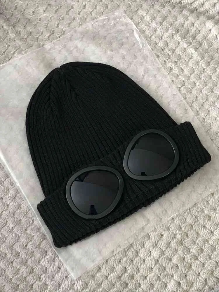 会社Beanie CP Goggle Styleブラックダブルグーグルハットユニセックスウィンタークリスマス60783596737826