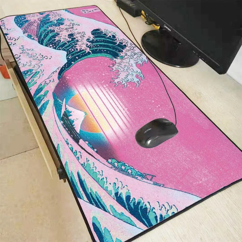 Mrgbest Great Wave Krajobraz RGB Gaming Computer Mousepad Duży Big Gamer Desk Mouse Mysz LED Kreza Pad Podświetlana Klawiatura Myszy Mat