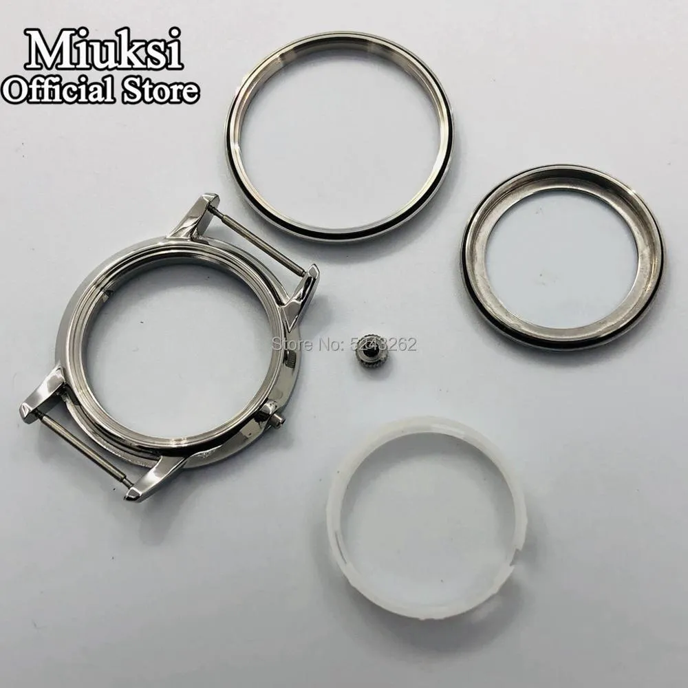 40 mm silbernes Uhrengehäuse, Saphirglas, Edelstahlgehäuse, passend für Miyota 8205/8215/821A Mingzhu 2813/3804 Uhrwerk