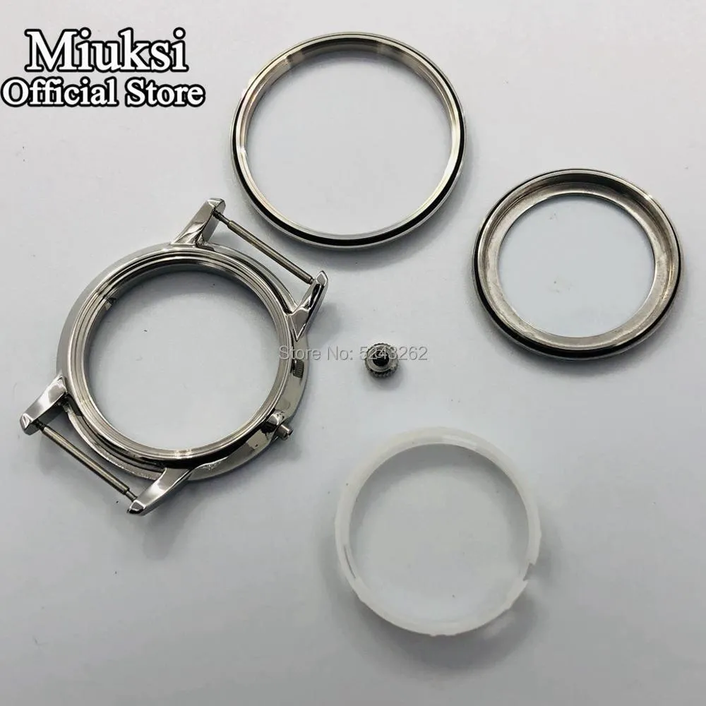 Boîtier de montre en argent 40mm verre saphir boîtier en acier inoxydable adapté au mouvement Miyota 8205/8215/821A Mingzhu 2813/3804