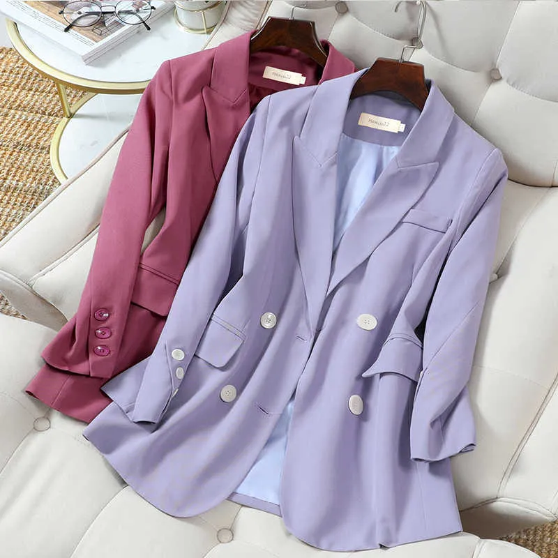 High quality plus size M-5XL Female Blazer autumn and winter double-breasted ladies jacket Women's casual small suit 210527