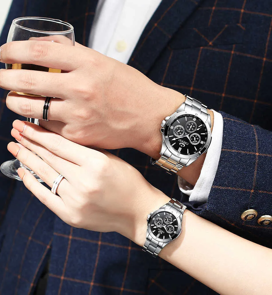 CHENXI Couple Watches Pair Lover Watch Waterproof Stainless Steel Band Wristwatch For Men Women Quartz Men's Wrist Watch Women G1022