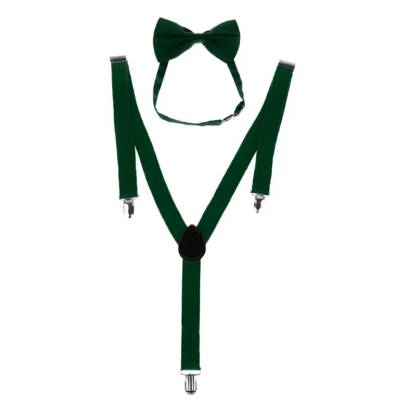 Mode unisex justerbar y-back hängslen båge slips clip-on hängslen elastiska bröllop för män kvinnor 11 färger nacke slips252q