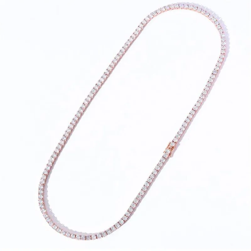 Choucong Brand Hip Hop Chains Luxury Jewelry 18k Rose Gold Fill 3MM 4MM 5MM Round Cut White Topaz CZ Diamond Tennies Chain Party W261r
