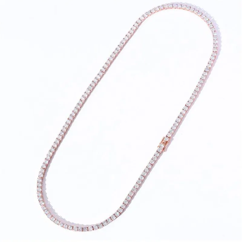 Choucong Brand Hip Hop -kedjor Lyxiga smycken 18K Rose Gold Fill 3mm 4mm 5mm Round Cut White Topaz Cz Diamond Tennies Chain Party W261R