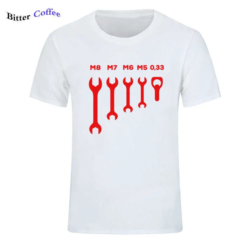 Męskie śmieszne klucze szczęki spanner jelenie mechanik samochodowy prezent t shirt design z krótkim rękawem okrągły kołnierz o neck shirt 210629