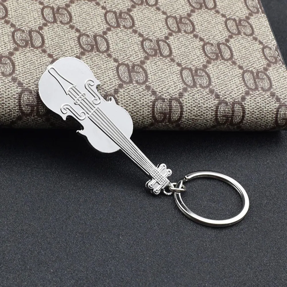 Mode violon métal voiture porte-clés élégant musique porte-clés hommes femmes pendentif créatif cadeau bijoux