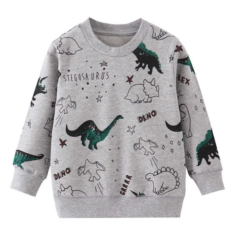 Metri da salto Dragon Boys Felpe in cotone Vestiti bambini l'autunno inverno Bambini Top Cartoon Animali Stampati Camicie ragazze 210529