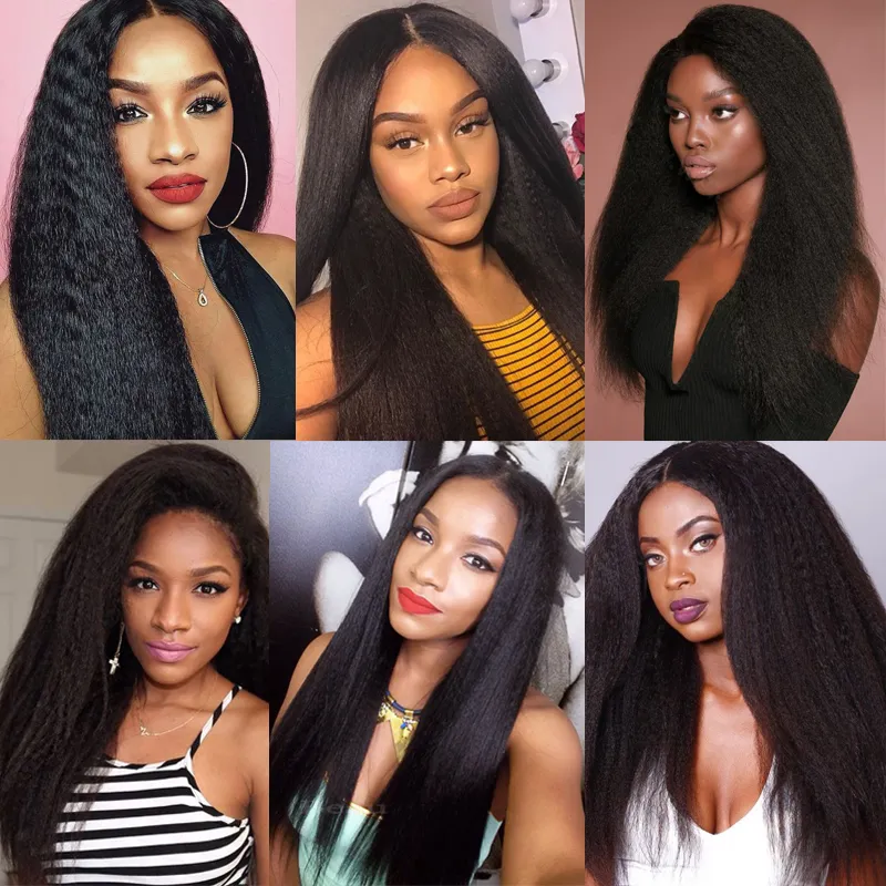 Syntetiska yaki rak peruk 30 tum lång hår sido del peruker inga lugg för afroamerikanska kvinnliga kvinnor direkt