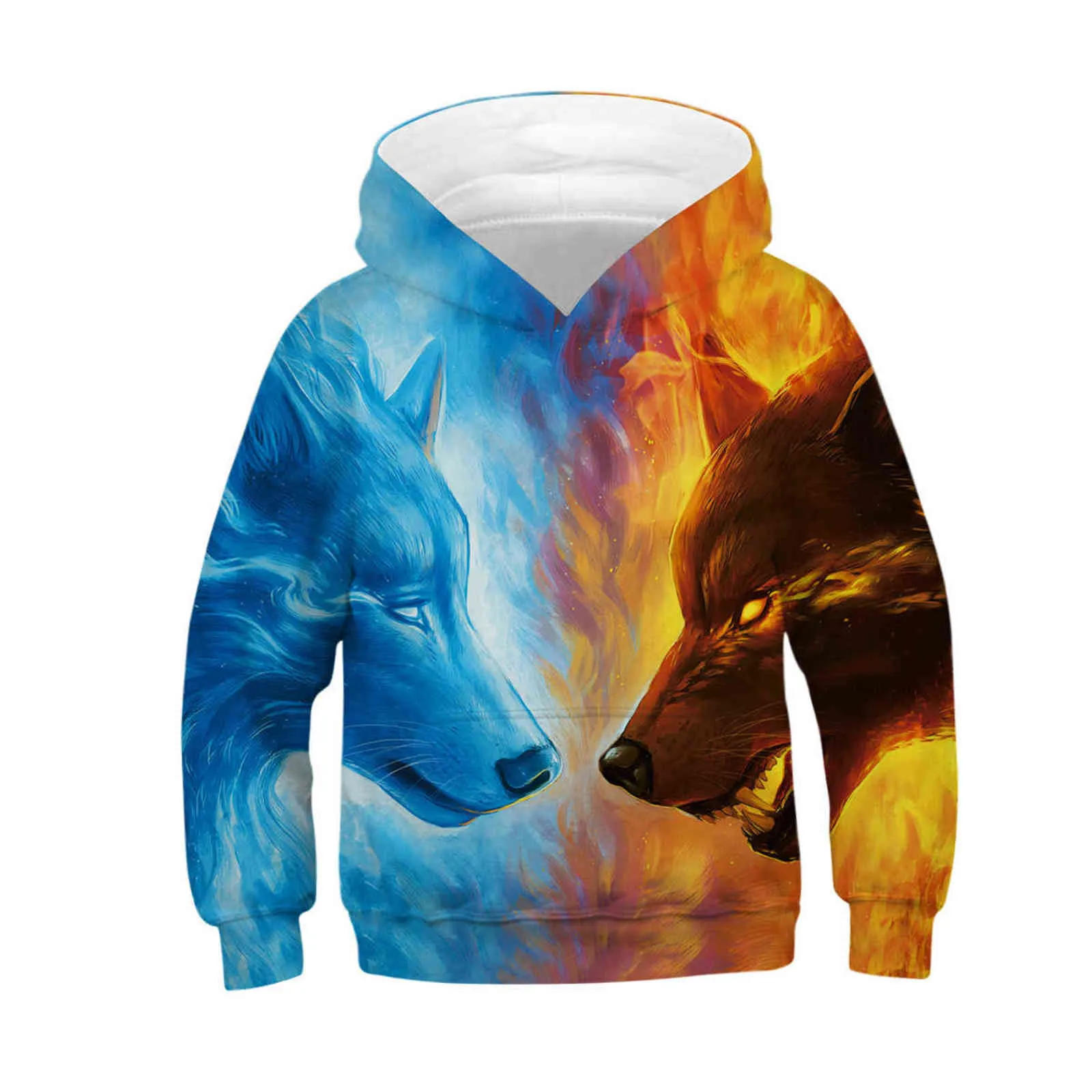 3d print wolf jongens hoodies jassen lente herfst bovenkleding voor kinderen capuchon sweatshirt kleren kinderen met lange mouwen pullover tops 2111103951966