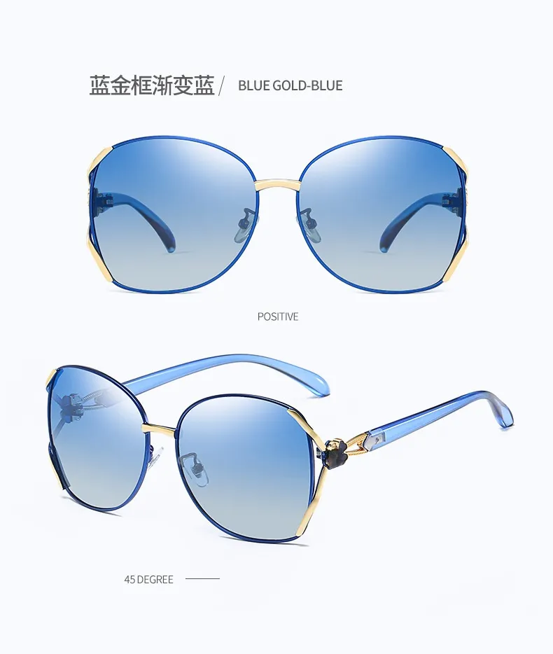 Senhoras Vintage Pollarized Sunglasses Grande quadro de duas cores dirigindo óculos de sol