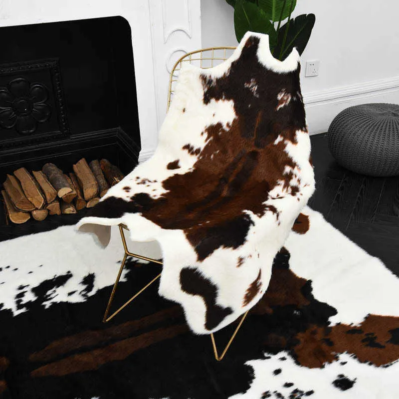 170x220cm Stor storlek Ko Tryckt Cowhide Faux Skin Läder Nonslip Antiskid Mat Animal Print Matta För Hem 210626