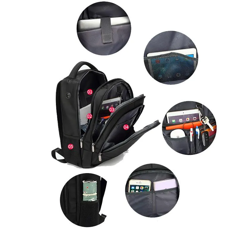 Backpack School Bag Business Travel Large Capacity Computer USB Charging Waterproof273Q