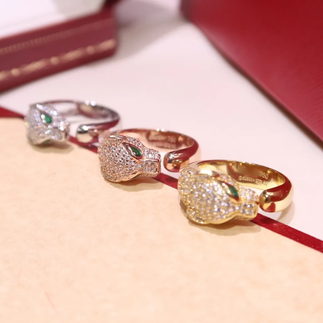 Pantthere Serisi Ring Diamonds Lüks Marka Resmi Reprodüksiyonları En Kalite 18 K Yaldızlı Yüzükler Marka Tasarımı Yeni Satış Elmas A226R