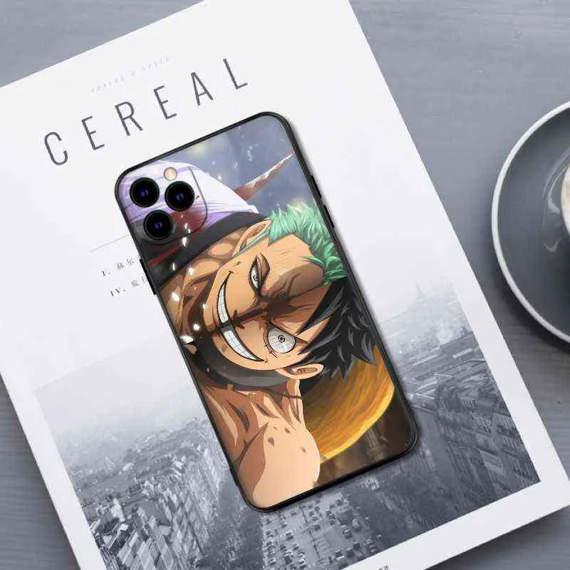 Japan Caciloons Anime Soft Case for iPhone 13 11 12 Pro Max Mini 7 8 6 Plus XR X XS SE Okładka telefonu Luffy Zoro Classic Fundas Capa H8281943