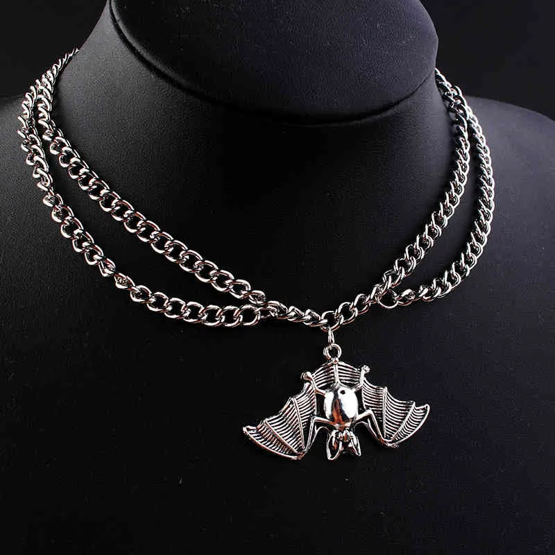 Nouveau Halloween Punk noir chauve-souris collier Animal pieuvre multicouche pendentif en couches pour femmes hommes vacances fête bijoux, 